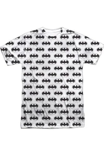 Gildan Batman Bats All Over Short Sleeve Adult 100% Poly Crew Tee / T-shirt In Black