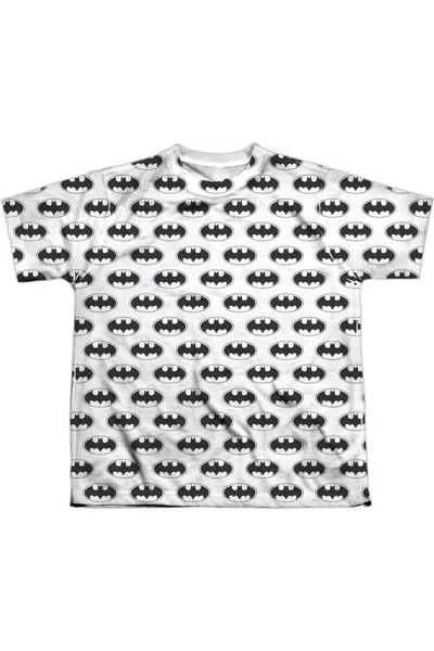 Gildan Kids' Batman Bats All Over Short Sleeve Youth Poly Crew Tee / T-shirt In White