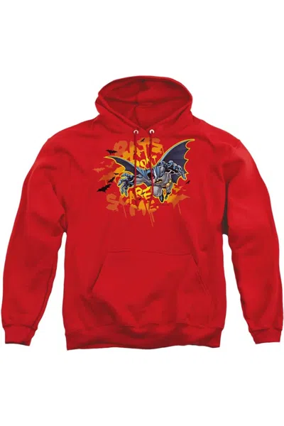 Gildan Batman Bats Don't Scare Me Adult Pull Over Hoodie / Hooded Sweatshirt In Red