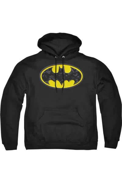 Gildan Batman Bats In Logo Adult Pull Over Hoodie / Hooded Sweatshirt In Black