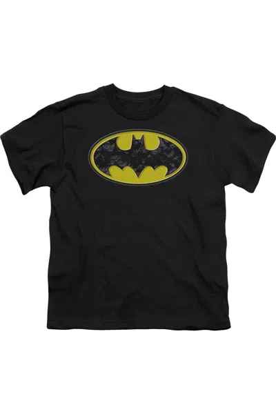 Gildan Kids' Batman Bats In Logo Short Sleeve Youth Tee / T-shirt In Black