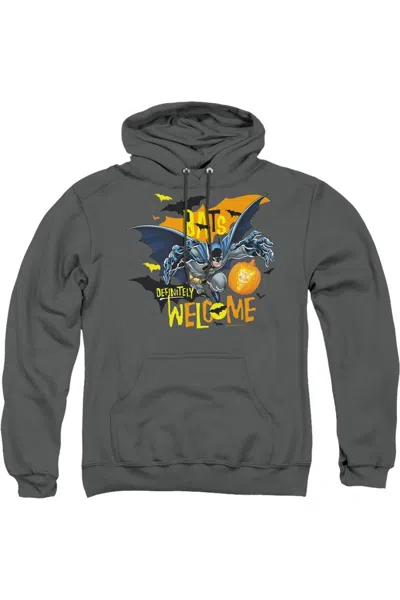Gildan Batman Bats Welcome Adult Pull Over Hoodie / Hooded Sweatshirt In Pink