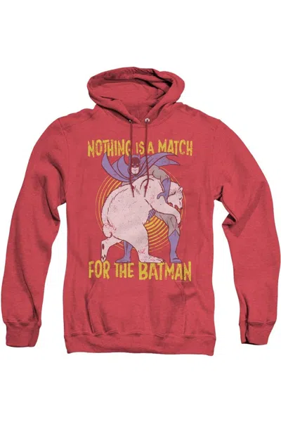 Gildan Batman Bear Wrastling Adult Heather Hoodie / Hooded Sweatshirt In Red