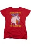 Gildan Batman Bear Wrastling Short Sleeve Womens Tee / T-shirt In Red