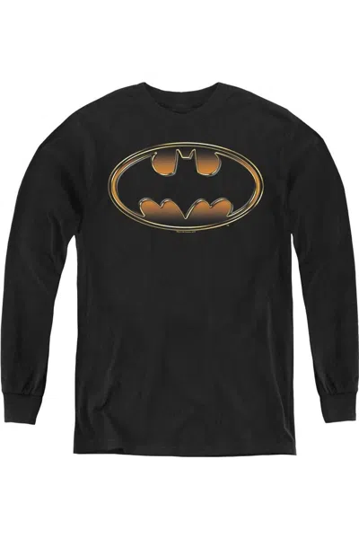 Gildan Kids' Batman Black & Gold Embossed Youth Long Sleeve Tee / T-shirt