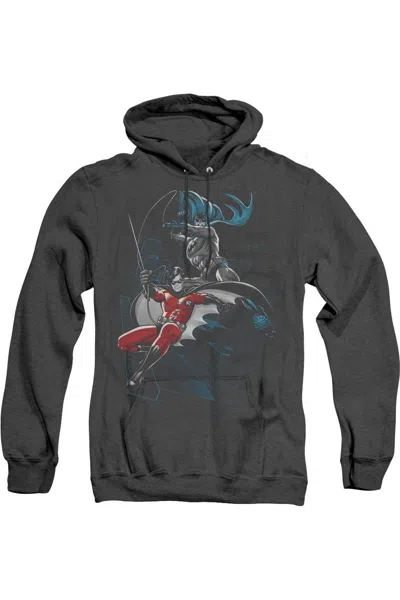 Gildan Batman Black And White Adult Heather Hoodie / Hooded Sweatshirt