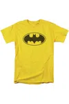 Gildan Batman Black Bat Short Sleeve Adult Tee / T-shirt In Yellow