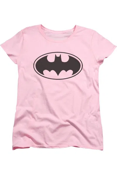Gildan Batman Black Bat Short Sleeve Womens Tee / T-shirt In Pink