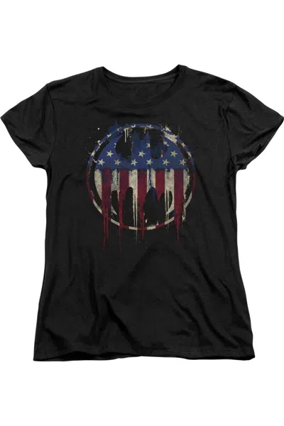 Gildan Batman Bleeding Signal Short Sleeve Womens Tee / T-shirt In Black