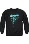 Gildan Batman Blue Bat Adult Crewneck Sweatshirt In Black