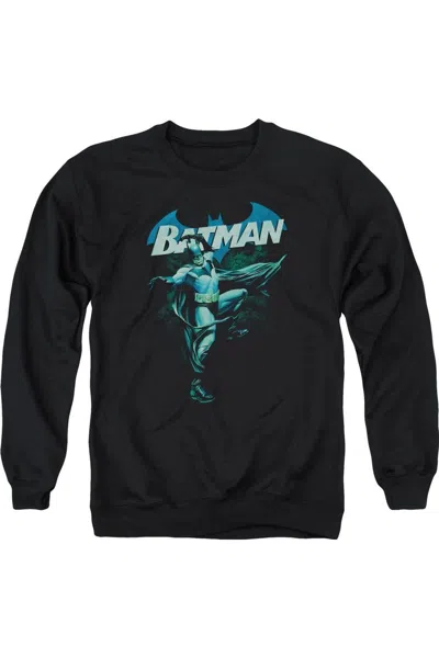 Gildan Batman Blue Bat Adult Crewneck Sweatshirt In Black
