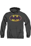 Gildan Batman Bm Neon Distress Logo Adult Heather Hoodie / Hooded Sweatshirt In Black
