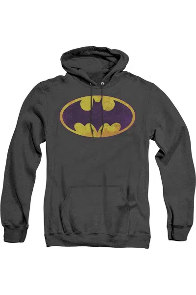 Gildan Batman Bm Neon Distress Logo Adult Heather Hoodie / Hooded Sweatshirt In Black