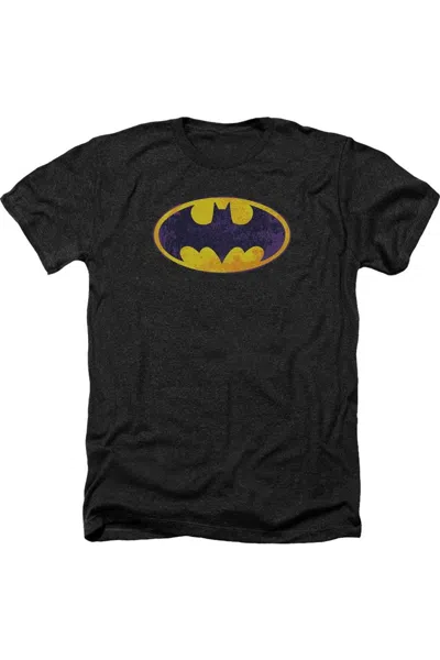 Gildan Batman Bm Neon Distress Logo Adult Heather Tee / T-shirt In Black