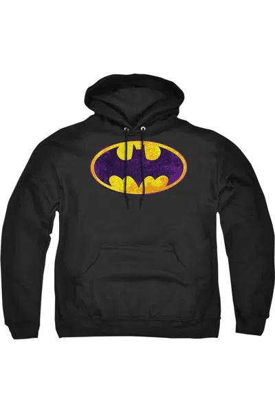 Gildan Batman Bm Neon Distress Logo Adult Pull Over Hoodie / Hooded Sweatshirt In Black