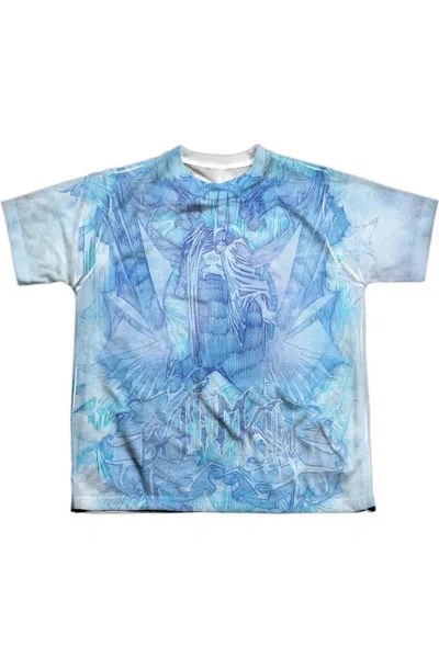 Gildan Kids' Batman Brooding Short Sleeve Youth Poly Crew Tee / T-shirt In Blue