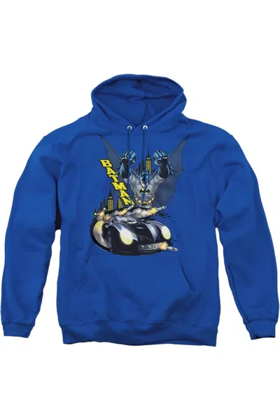 Gildan Batman By Air & By Land Adult Pull Over Hoodie / Hooded Sweatshirt In Blue
