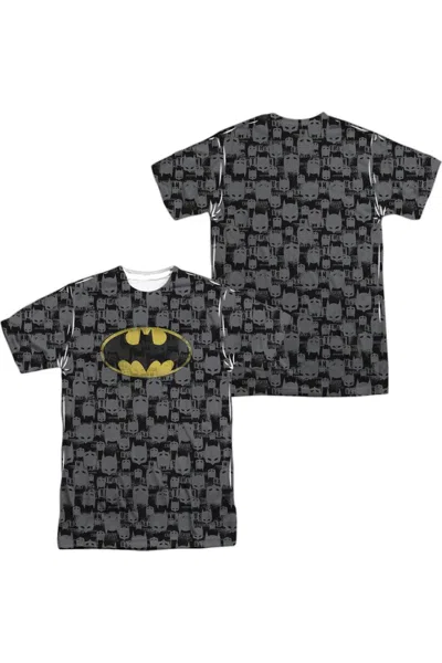 Gildan Batman Caped Crusader Repeat (front/back Print) Short Sleeve Adult 100% Poly Crew Tee / T-shirt In White