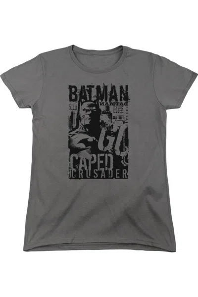 Gildan Batman Caped Crusader Short Sleeve Womens Tee / T-shirt In Pink