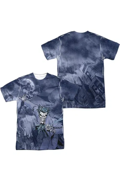 Gildan Batman Catch The Joker (front/back Print) Short Sleeve Adult 100% Poly Crew Tee / T-shirt In Blue