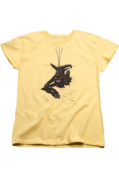 Gildan Batman Catwoman Rope Short Sleeve Womens Tee / T-shirt In Yellow