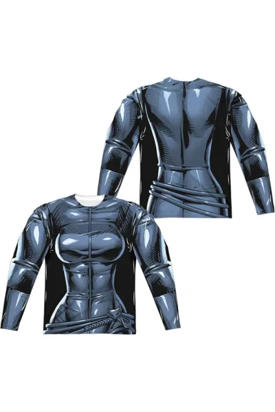 Gildan Batman Catwoman Uniform (front/back Print) Long Sleeve Adult Poly Crew Tee / T-shirt In White