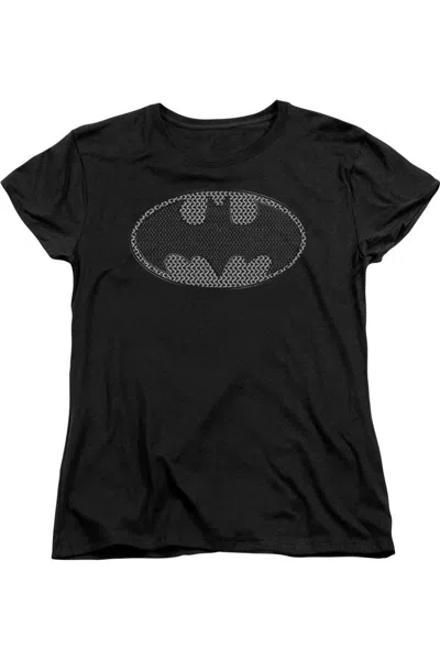 Gildan Batman Chainmail Shield Short Sleeve Womens Tee / T-shirt In Black