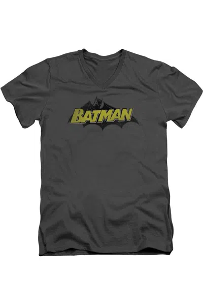Gildan Batman Classic Comic Logo Short Sleeve Adult V Neck Tee / T-shirt In Pink