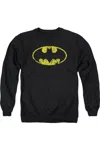 Gildan Batman Classic Logo Distressed Adult Crewneck Sweatshirt In Black