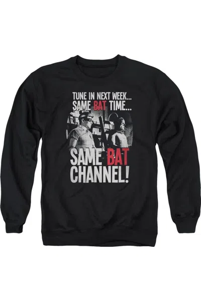 Gildan Batman Classic Tv Bat Channel Adult Crewneck Sweatshirt In Black