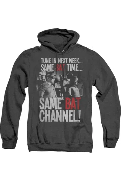 Gildan Batman Classic Tv Bat Channel Adult Heather Hoodie / Hooded Sweatshirt In Black