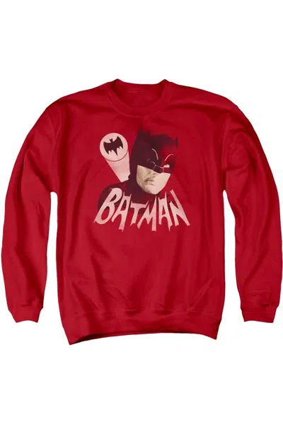 Gildan Batman Classic Tv Bat Signal Adult Crewneck Sweatshirt In Red