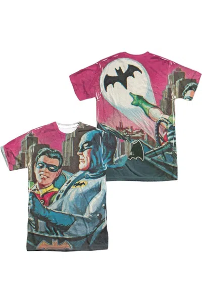 Gildan Batman Classic Tv Bat Signal (front/back Print) Short Sleeve Adult Poly Crew Tee / T-shirt In White