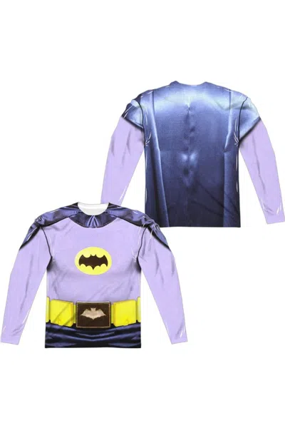 Gildan Batman Classic Tv Batman Costume (front/back Print) Long Sleeve Adult Poly Crew Tee / T-shirt In White