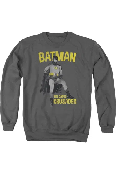 Gildan Batman Classic Tv Caped Crusader Adult Crewneck Sweatshirt In Pink