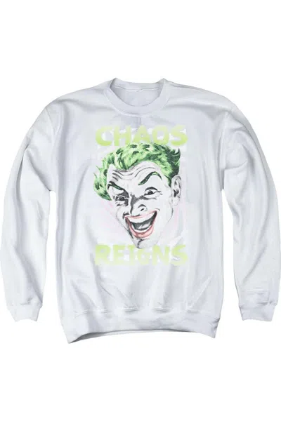 Gildan Batman Classic Tv Chaos Reigns Adult Crewneck Sweatshirt In White