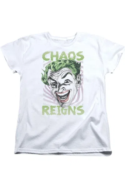 Gildan Batman Classic Tv Chaos Reigns Short Sleeve Womens Tee / T-shirt In White