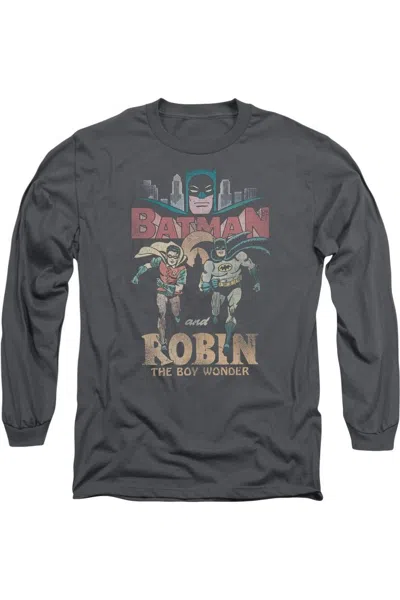 Gildan Batman Classic Tv Classic Duo Long Sleeve Adult Tee / T-shirt In Gray