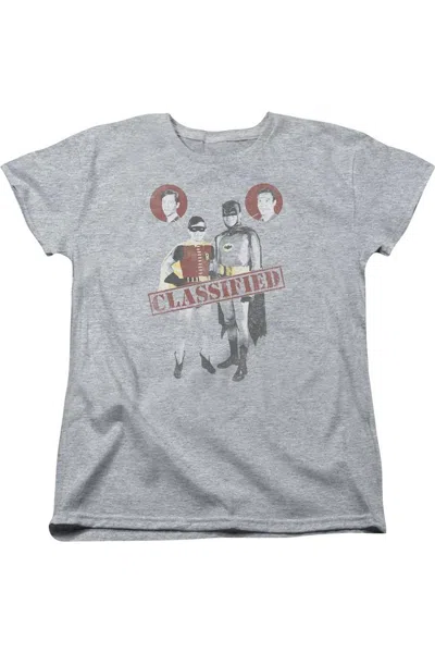 Gildan Batman Classic Tv Classified Short Sleeve Womens Tee / T-shirt In Gray