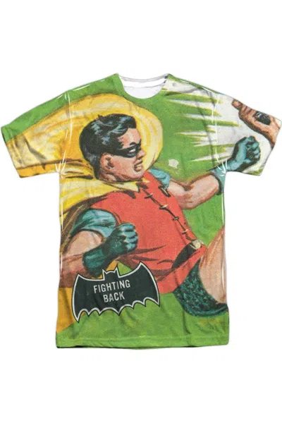 Gildan Batman Classic Tv Fighting Back Short Sleeve Adult Poly Crew Tee / T-shirt In White