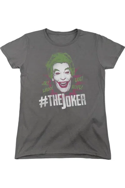 Gildan Batman Classic Tv #joker Short Sleeve Womens Tee / T-shirt In Pink