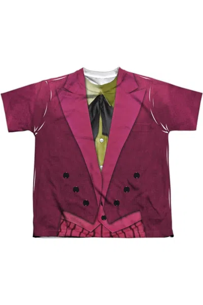 Gildan Kids' Batman Classic Tv Joker Uniform Short Sleeve Youth Poly Crew Tee / T-shirt In Pink