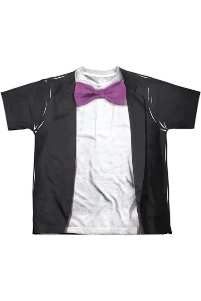 Gildan Kids' Batman Classic Tv Penguin Uniform (front/back Print) Short Sleeve Youth Poly Crew Tee / T-shirt In Black