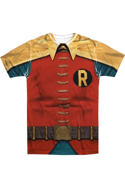Gildan Batman Classic Tv Robin Costume Short Sleeve Adult Poly Crew Tee / T-shirt In White