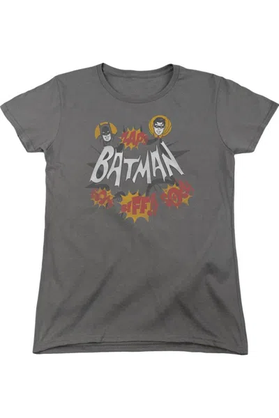 Gildan Batman Classic Tv Sound Effects Short Sleeve Womens Tee / T-shirt In Gray