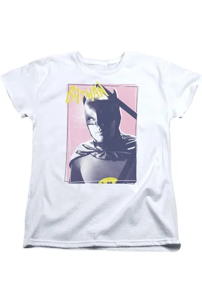 Gildan Batman Classic Tv Wayne 80s Short Sleeve Womens Tee / T-shirt In White