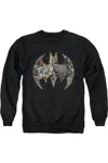Gildan Batman Collage Shield Adult Crewneck Sweatshirt In Black