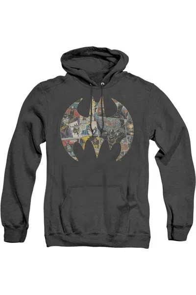 Gildan Batman Collage Shield Adult Heather Hoodie / Hooded Sweatshirt In Black