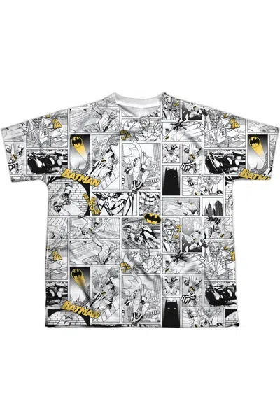 Gildan Kids' Batman Comic All Over Short Sleeve Youth Poly Crew Tee / T-shirt In Gray