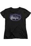 Gildan Batman Cracked Shield Short Sleeve Womens Tee / T-shirt In Black